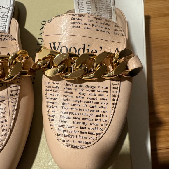 John Galliano Chain Mules, Nude color with newspaper print pattern, Size 36 - Picture 7 of 13
